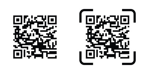 Simple black QR code icon with clean lines, ready for print and web use.