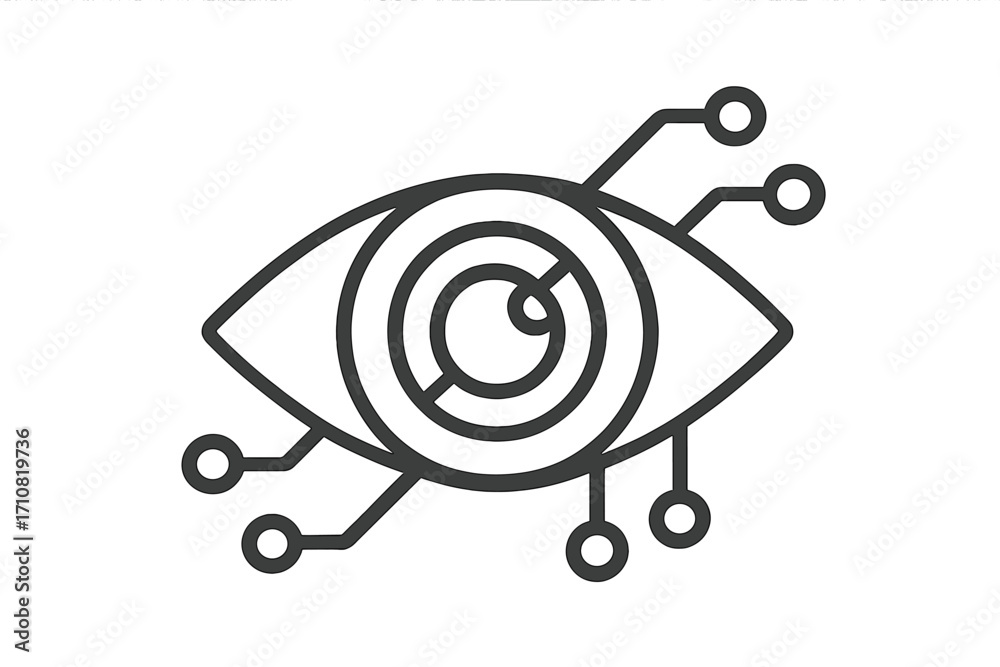 Machine Learning Eye Symbol Bionic eye icon. Artificial intelligence, machine vision concept. Tech ...