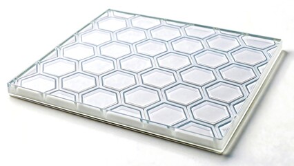 Transparent glass tile with hexagon geometric pattern design
