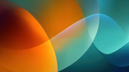 Wall Mural - Abstract illustration featuring vibrant orange and teal waves blending seamlessly, creating a dynamic visual flow that evokes energy and creativity in a modern design context