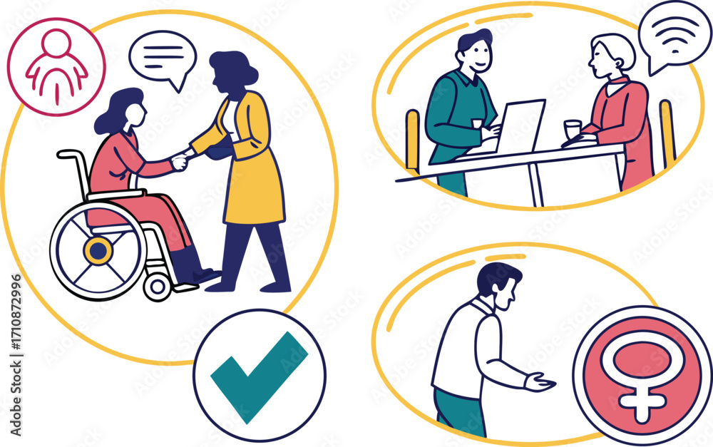 Inclusive team diversity and equity, showing people with disabilities ...