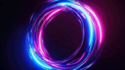 Wall Mural - A bright neon ring against a dark black backdrop