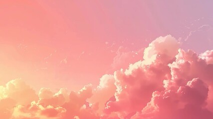 Wall Mural - A plane soaring through fluffy white clouds in the clear blue sky