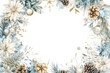 © Rawpixel.com - PNG Watercolor pastel light blue and beige winter wreath with snowflakes christmas ornaments design.