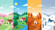 © nandoscrew - Four Seasons Landscape A visual representation of the changing seasons from spring to winter, featuring nature, homes, and landscapes
