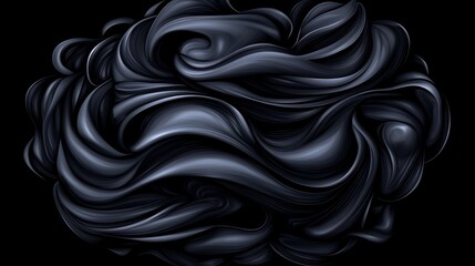 Wall Mural - Black and white image of a long, flowing piece of hair. The hair is curled and twisted, giving it a sense of movement and fluidity. The image evokes a feeling of mystery and intrigue