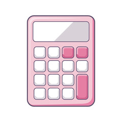 Cute pink calculator with digital display and square buttons ideal for school or office supplies vector