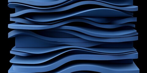 Wall Mural - blue image of a wave with a black background. the image is abstract and has a sense of movement and 