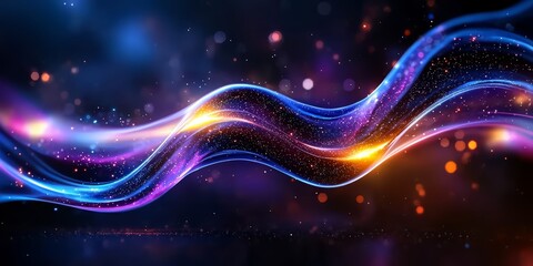Wall Mural - Colorful wave of light with a purple and blue background. The light is moving and creating a sense of motion