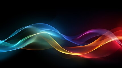 Wall Mural - colorful wave with a black background. the colors are red, blue, and green. the wave is long and cur