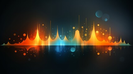 Wall Mural - colorful, abstract image of a sound wave with orange and blue colors. the image has a futuristic and