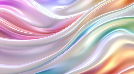 Wall Mural - colorful, flowing piece of fabric with a rainbow pattern. the colors are vibrant and the fabric appe
