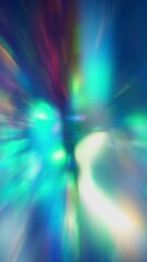 Wall Mural - The crystal prism shimmered with a holographic shine, casting blue glare and a blurry rainbow overlay of light