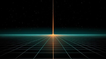 Wall Mural - dark sky with a bright orange light in the middle. the light is surrounded by a blue and green backg
