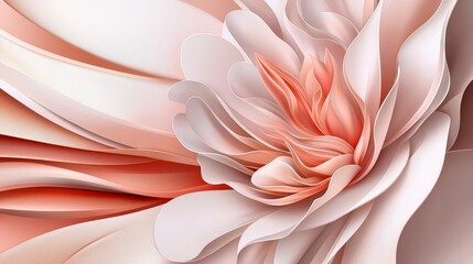 Wall Mural - Flower with pink petals is the main focus of the image. The flower is surrounded by a white background, which creates a sense of contrast and highlights the beauty of the flower