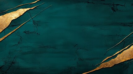 Wall Mural - Beautiful green background with gold trim and a gold border. The gold trim is on the top and bottom of the background, creating a sense of luxury and elegance