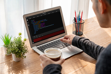 Software development programming on computer screen for modish application and program coding