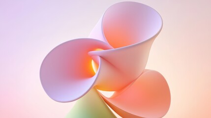 Wall Mural - pink flower with a yellow center is displayed on a white background. the flower is made up of three 