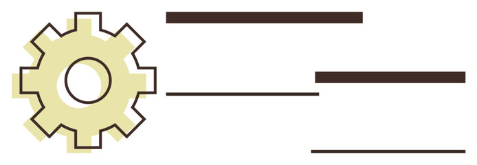 Gear with connecting lines and bars symbolizing work processes, automation, and connection. Ideal for technology, engineering, productivity, optimization, innovation, strategy and workflow themes