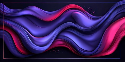 Wall Mural - purple and pink wave with a black background. the wave is very long and has a lot of detail