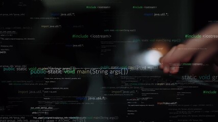 Image showing a close-up of hands typing on a keyboard with colorful programming code in the background, representing the world of software development and technology. Xenic