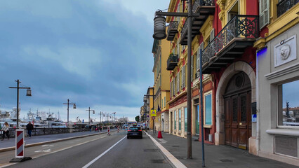Naklejka na meble French Riviera. Promenade des Anglais in Nice, Provence-Alpes-Cote d'Azur, France 27 February 2025. 
