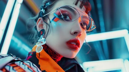 Wall Mural - Cool, fashionable woman with modern hairstyle and accessories.