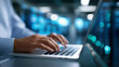 © Kateryna - Engineers use AI cognitive computing on laptops to extract data insights on generic calculation panels screens showing complex calculations a data center with server racks
