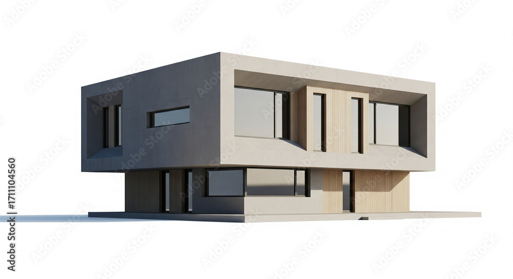 Minimalist Modern Rectangular House with Large Windows and Overhangs on ...
