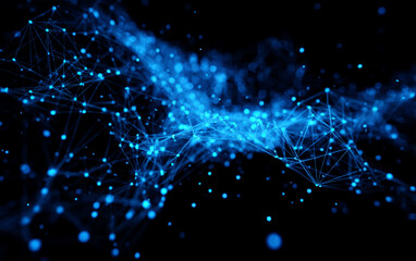 Abstract Digital Network Connections with Blue Light Effects