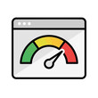 © CozyLab - Website speed icon Browser window with a performance gauge indicating slow loading, vital for web optimization and user experience