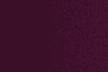 Abstract digital background with binary code numbers fading into a dark maroon and purple gradient, representing data, technology, and programming concepts.