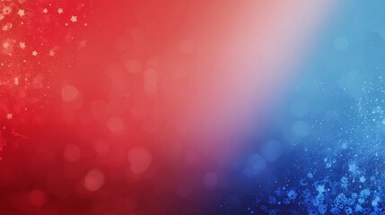 A modern gradient product background featuring star patterns and bokeh effects in vibrant red and blue tones,