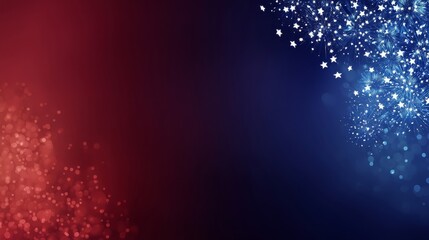 Dramatic abstract background with vibrant red and blue stars, bokeh effects, and a luxurious gradient texture,