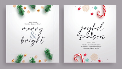 Wall Mural - christmas wish and joyful greeting card clipart poster set. christmas greeting and wishes card in mi