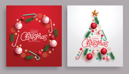 Wall Mural - merry christmas greeting card clipart poster set. christmas card and christmas wishes clip art with 