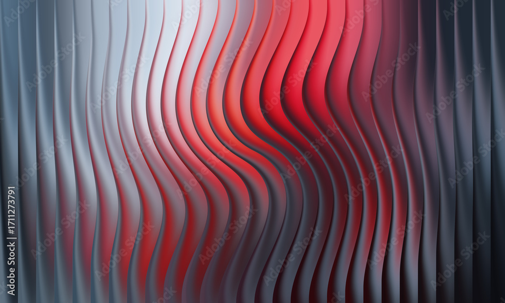 Abstract red and blue wavy lines with metallic texture Stock ...