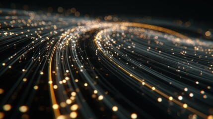 A glowing, abstract pattern of light and lines on a dark background.