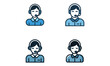 © Ree - Customer support vector icon set with call center operator illustration