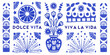© John Lee - Vibrant blue and white folk art design with floral motifs and citrus slices celebrating life