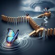 © Ridho - Butterfly effect and global consequences represented with domino metaphor