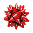 © pngtree - Glossy Red Gift Bow with Pointed Loops in Spherical Shape on White Background
