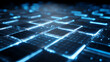 © jiraphat - Represent an abstract chip interface using glowing blue grids