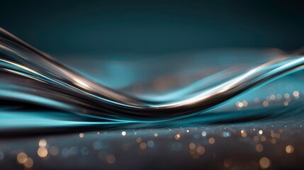 Abstract Metallic Wave Pattern with Sparkling Highlights in Dark Background
