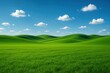 © Marica - Vibrant emerald meadow carpet stretching endlessly under brilliant azure sky in pristine countryside