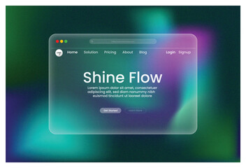 Hero sectionDigital UI design template Shine Flow landing page website mock up with colorful gradient background marketing