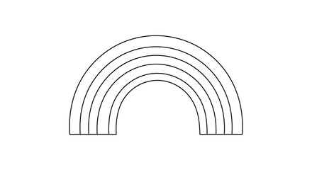 Wall Mural - Simple black and white illustration of a curved rainbow shape design
