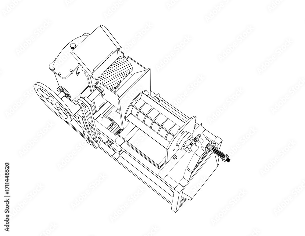 Food Extraction Machine Drawing Mechanical Engineering Schematic: Industrial Coconut Milk Extractor ...