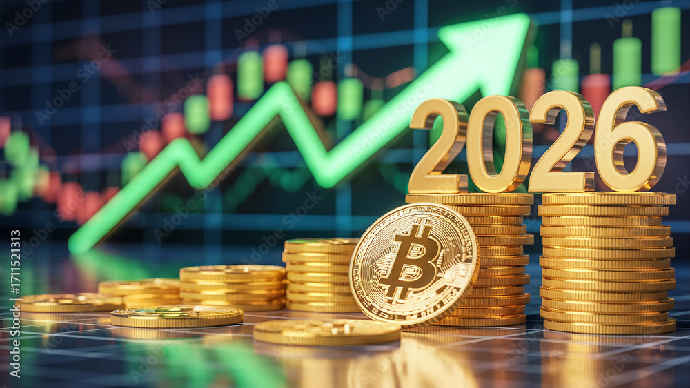 Numbers Rising Wallpaper Bitcoin 2026 Growth Concept – Stacks of Gold Bitcoin Coins with 3D 2026 ...