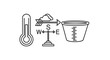 © brilliant - Meteorology and weather forecasting concept with line icons of a thermometer for temperature, a wind vane for direction, and a rain gauge for precipitation